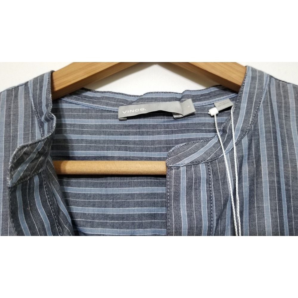 Vince Wide Stripe Oversized Pullover Blouse Coastal Chambray NWT Size S $295 - Picture 11 of 16